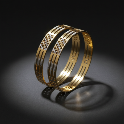 Gold Finish  Mejestic CNC Cut Designer Bangles for Women