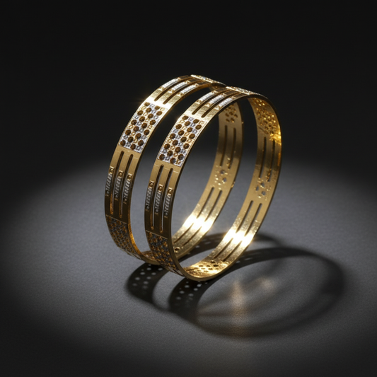 Gold Finish  Mejestic CNC Cut Designer Bangles for Women