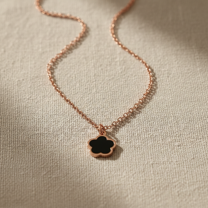 Rose Gold Floral Clover Chain Pendant Necklace for Women