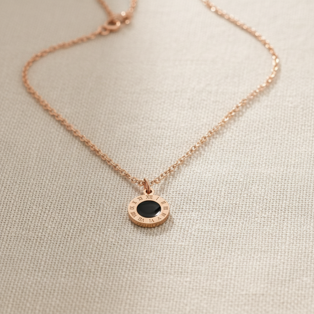 Rose Gold Roman Numeral Chain Pendant Necklace for Women