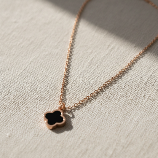 Rose Gold Clover Chain Pendant Necklace for Women