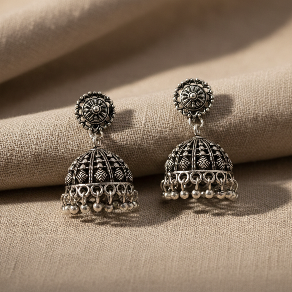 Antique Dome Drop Ethnic Statement Earrings