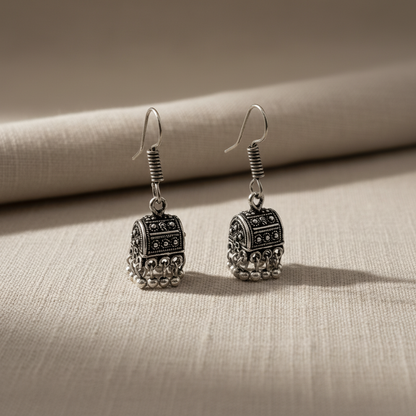 Oxidised Silver Tribal Jhumka Earrings for Women