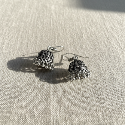 Oxidised Silver Jhumka Earrings for Women
