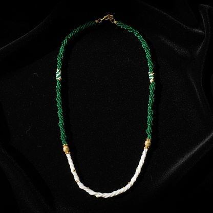 Traditional Dual Tone Beaded Pearl Mala Necklace for Women