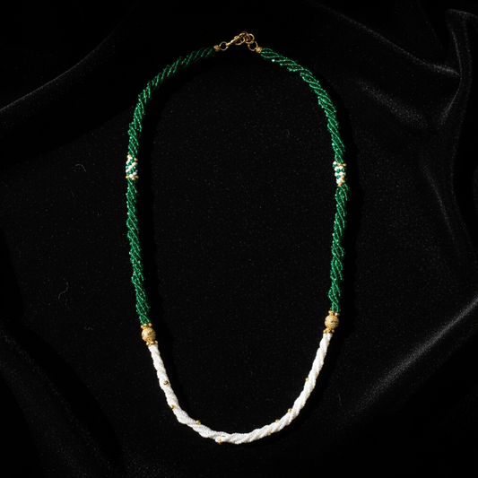 Traditional Dual Tone Beaded Pearl Mala Necklace for Women