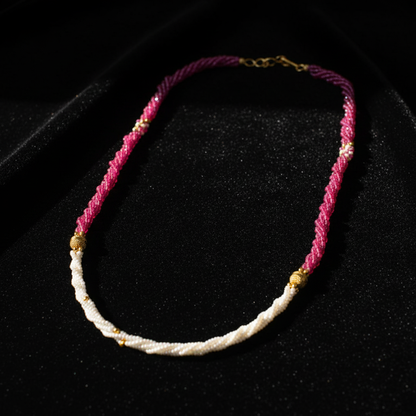 Traditional Dual Tone Beaded Pearl Mala Necklace for Women