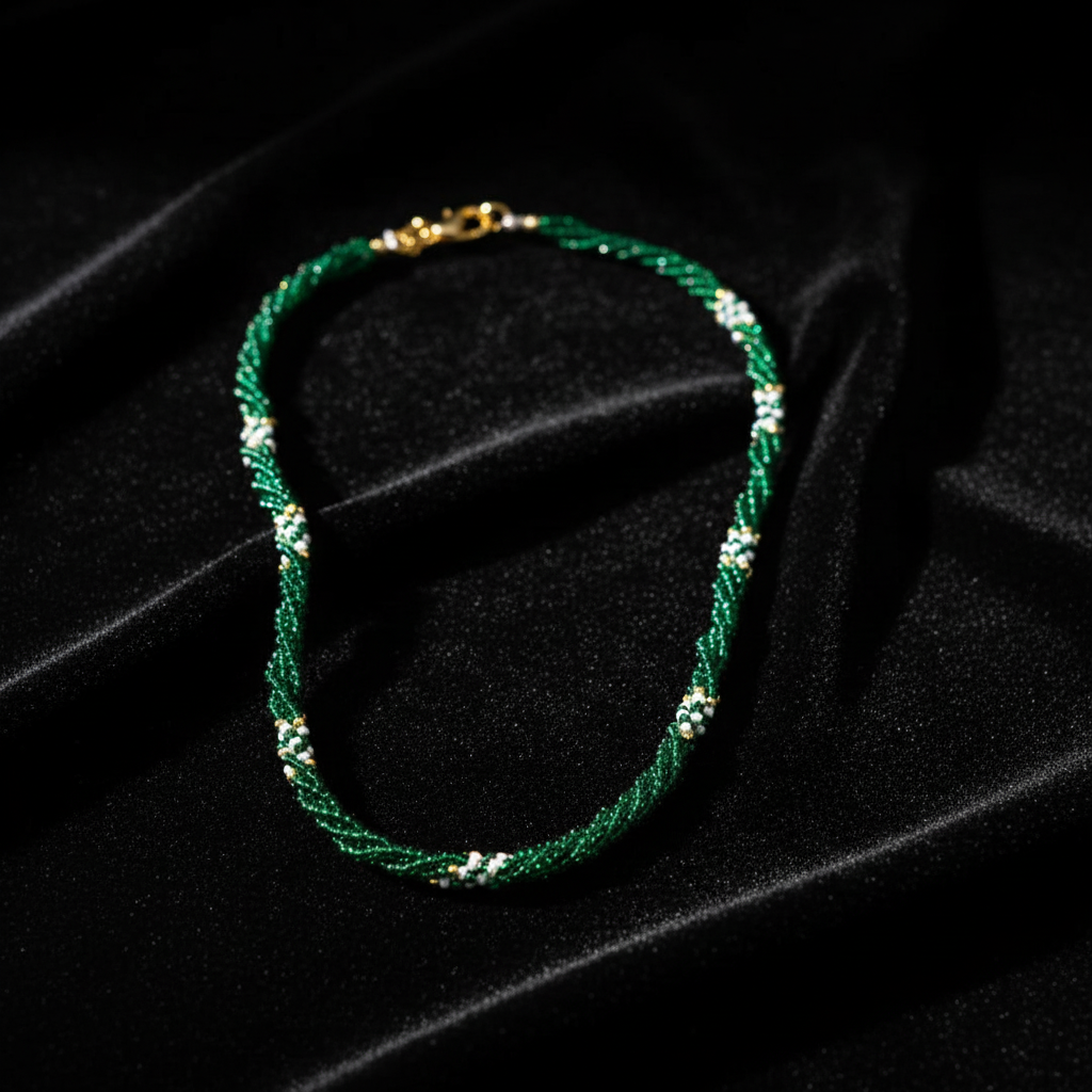 Traditional Twisted Beaded Thread Mala Necklace for Women