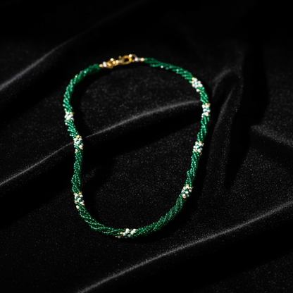 Traditional Twisted Beaded Thread Mala Necklace for Women