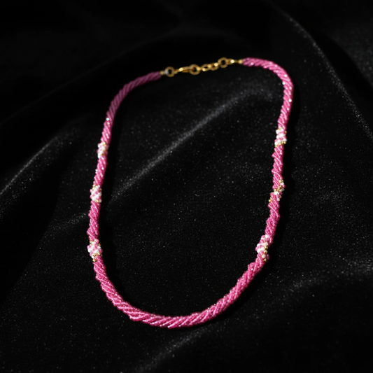 Traditional Twisted Beaded Thread Mala Necklace for Women