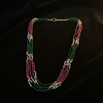 Traditional Multi-Color Layered Beaded Mala Necklace for Women