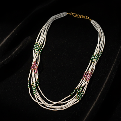 Traditional Multi-Strand Beaded Pearl Mala Necklace for Women