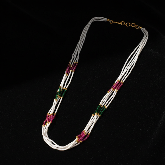 Traditional Multi-Strand Pearl Beaded Mala Necklace for Women