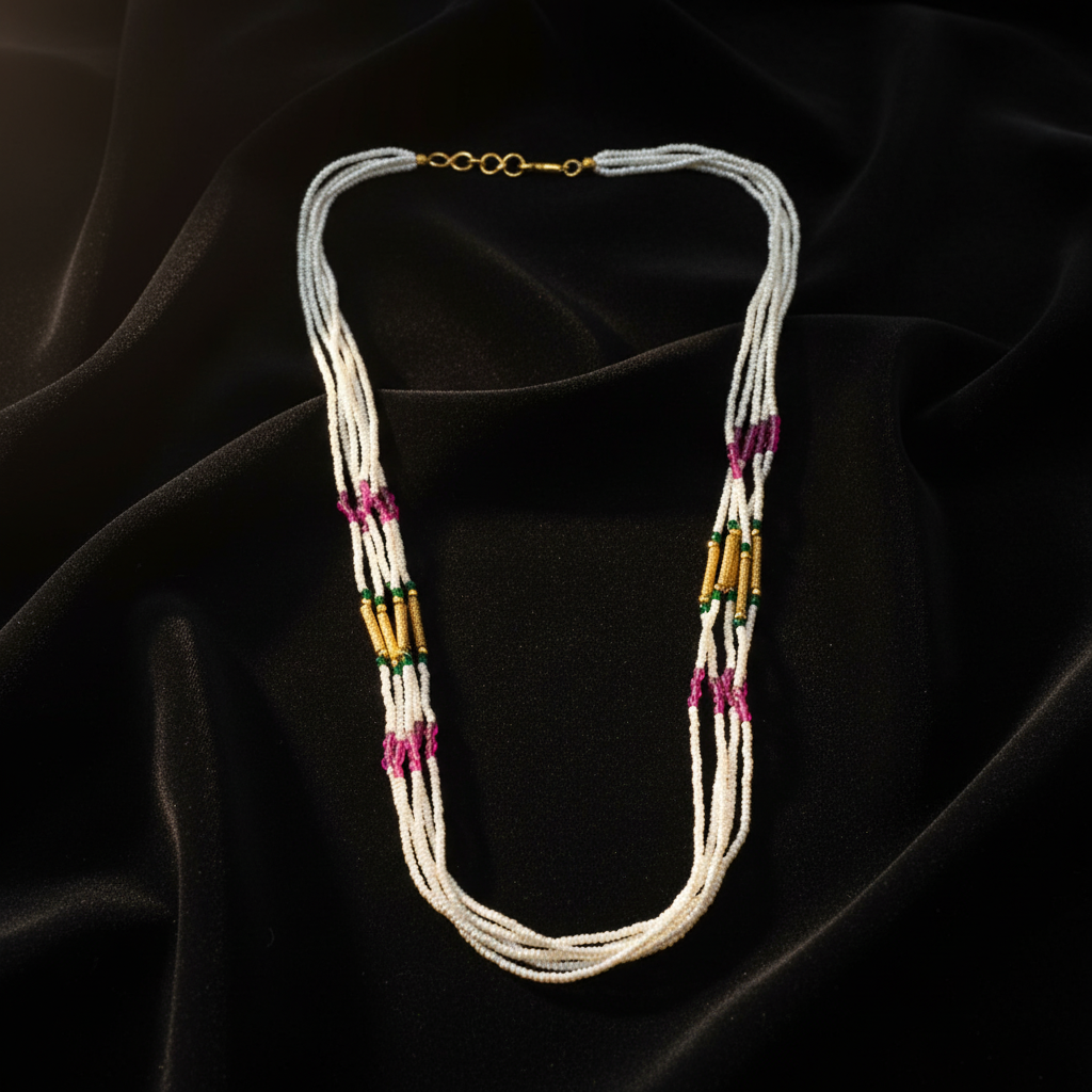 Traditional Multi-Strand Pearl Beaded Mala Necklace for Women