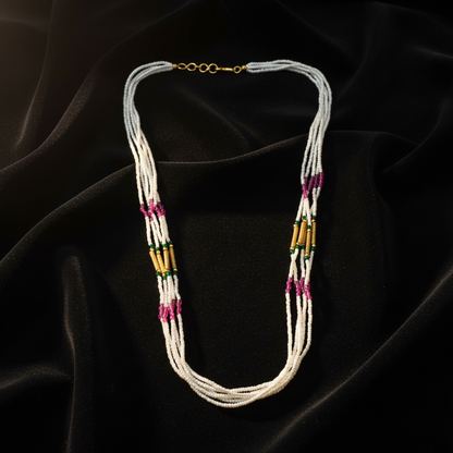 Traditional Multi-Strand Pearl Beaded Mala Necklace for Women