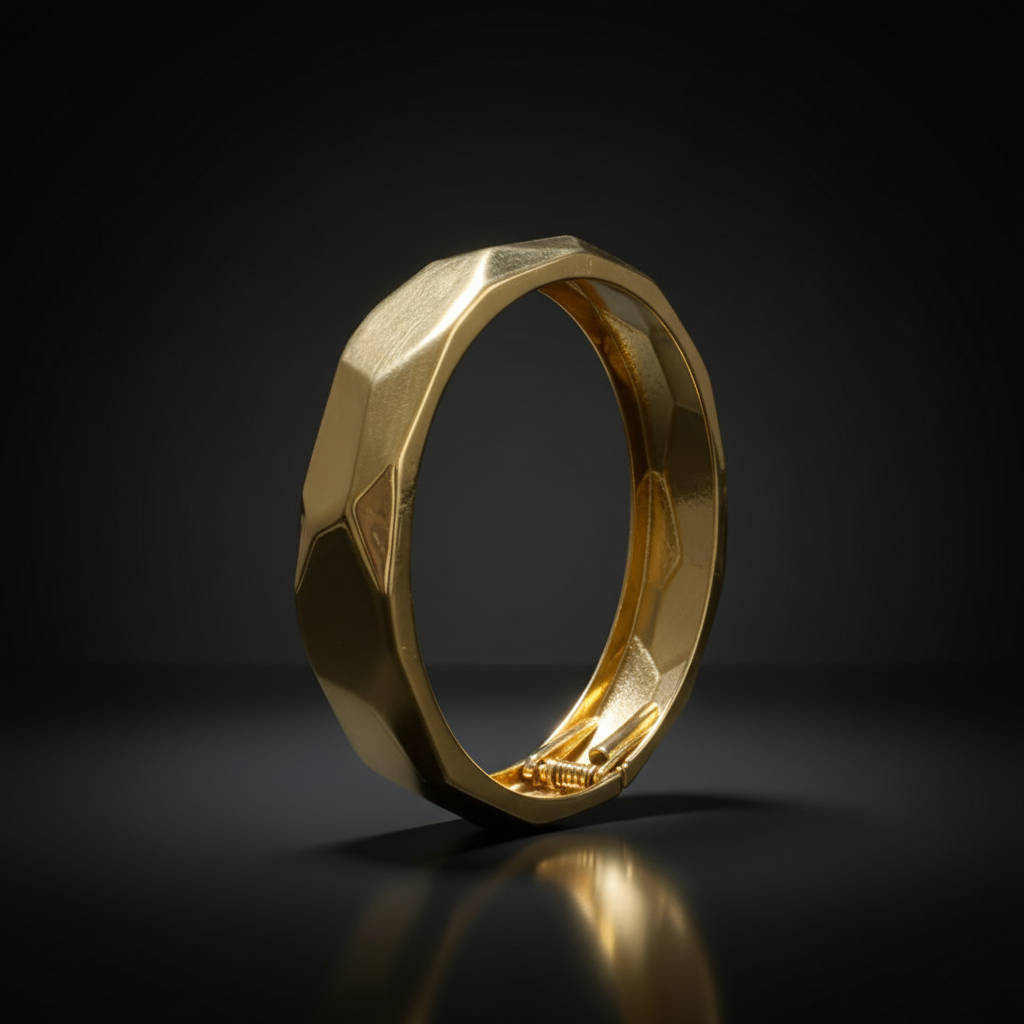 Faceted Geometric Minimal Designer Cuff for Women