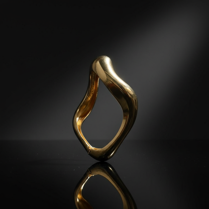 Gold Finish Abstract Wave Western Kada Bracelet for Women