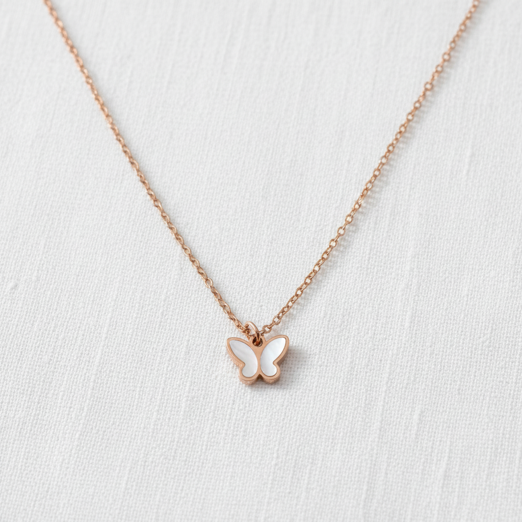 Rose Gold Clover Charm Pendant Necklace for Women