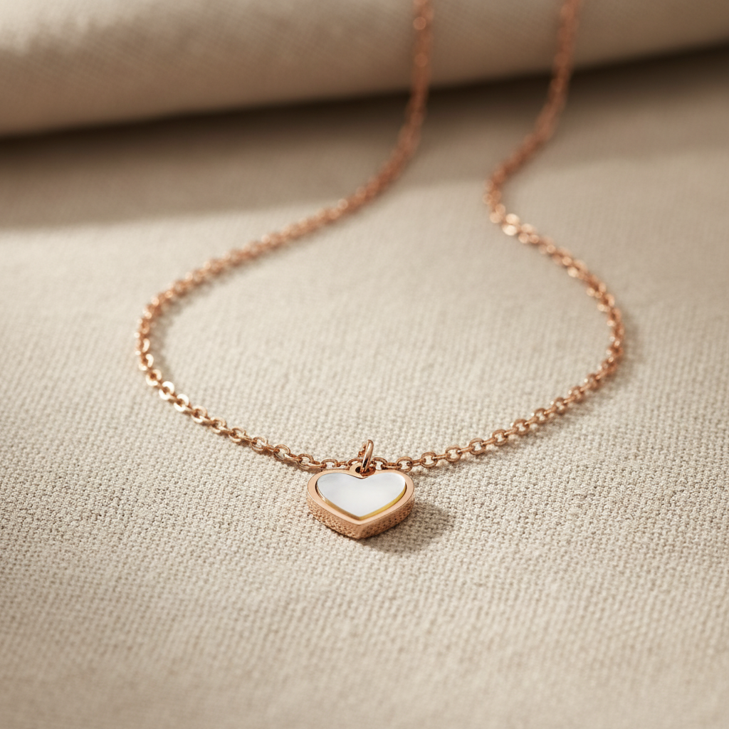 Rose Gold Clover Charm Pendant Necklace for Women