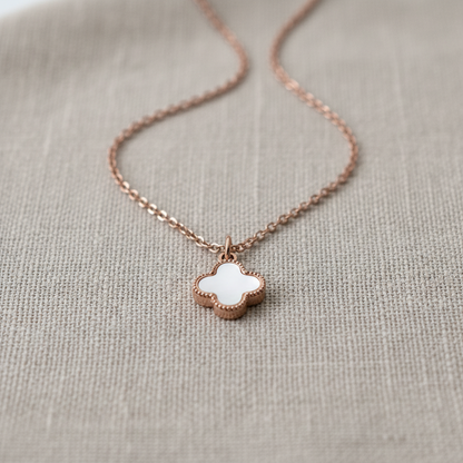 Rose Gold Clover Charm Pendant Necklace for Women