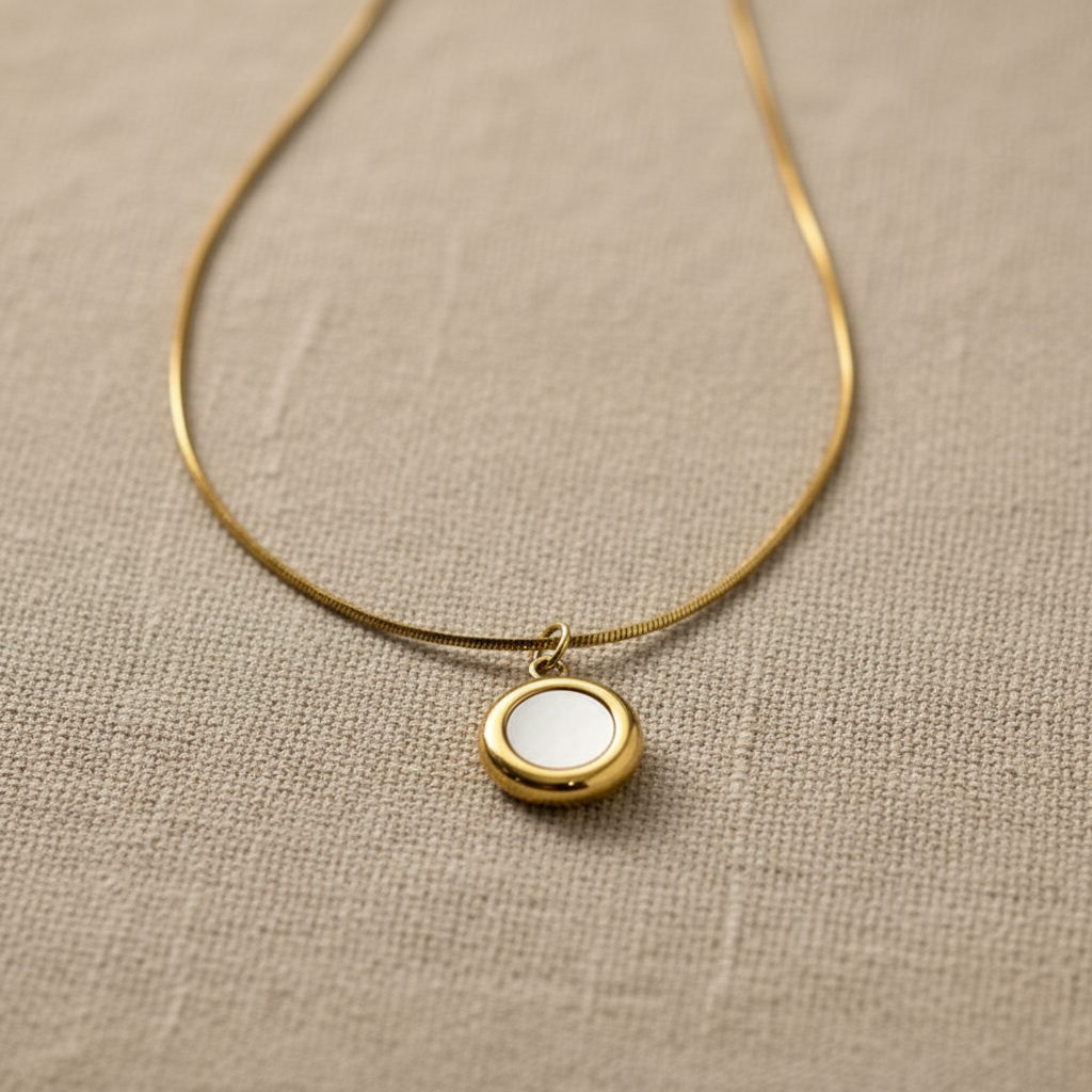 Gold Circle Pendant Necklace for Women