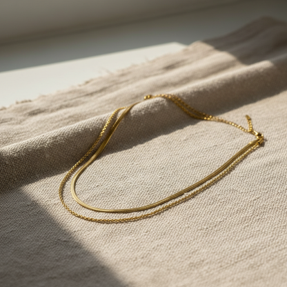 Gold Layered Snake Chain Necklace for Women