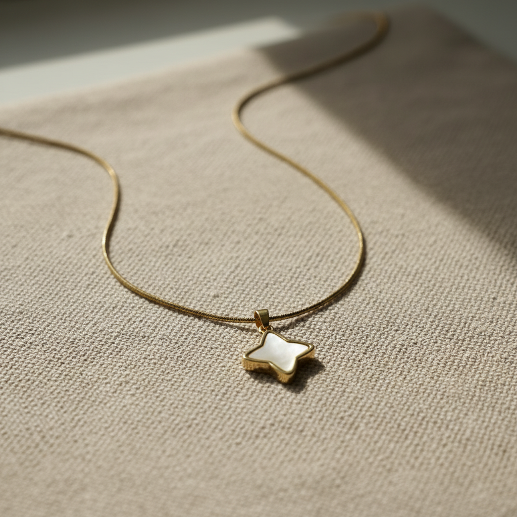 Gold Quatrefoil Pendant Necklace for Women