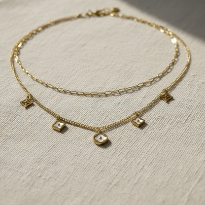 Gold Layered Charm Necklace for Women