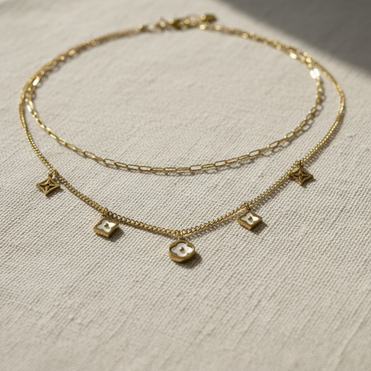 Gold Layered Charm Necklace for Women