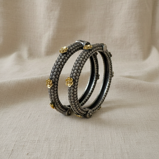 German Silver Floral Bangles for Women