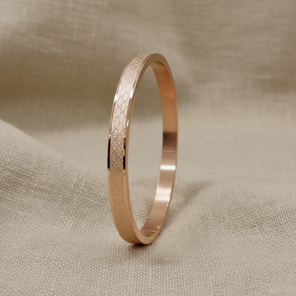 Rose Gold Textured Slim Kada Bracelet for Women