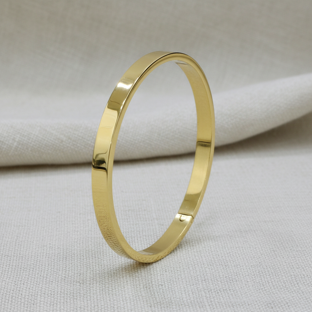 Slim Flat Rose Gold & Gold Kada Bracelet for Women