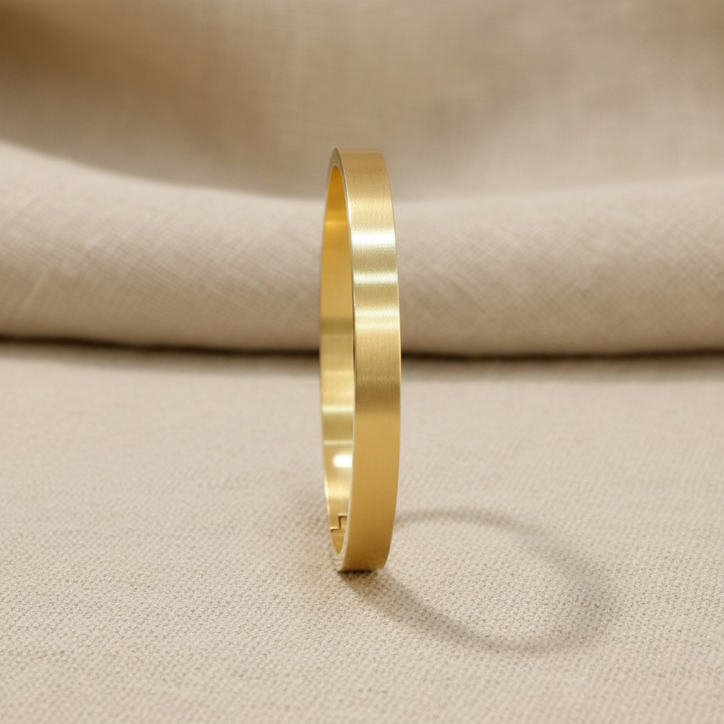 Matte Gold Finish Slim Kada Bracelet for Women