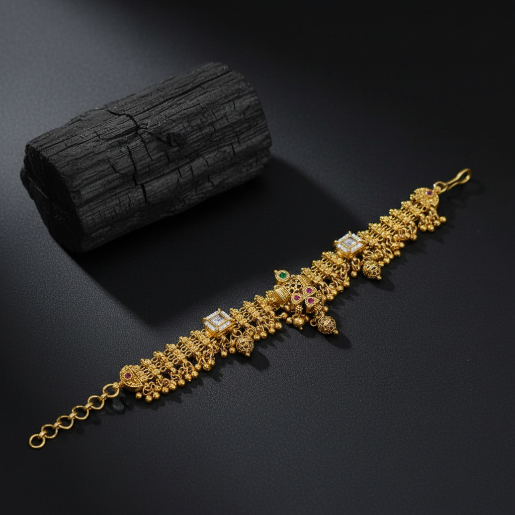 Traditional Gold Plated Kundan Bracelet for Women