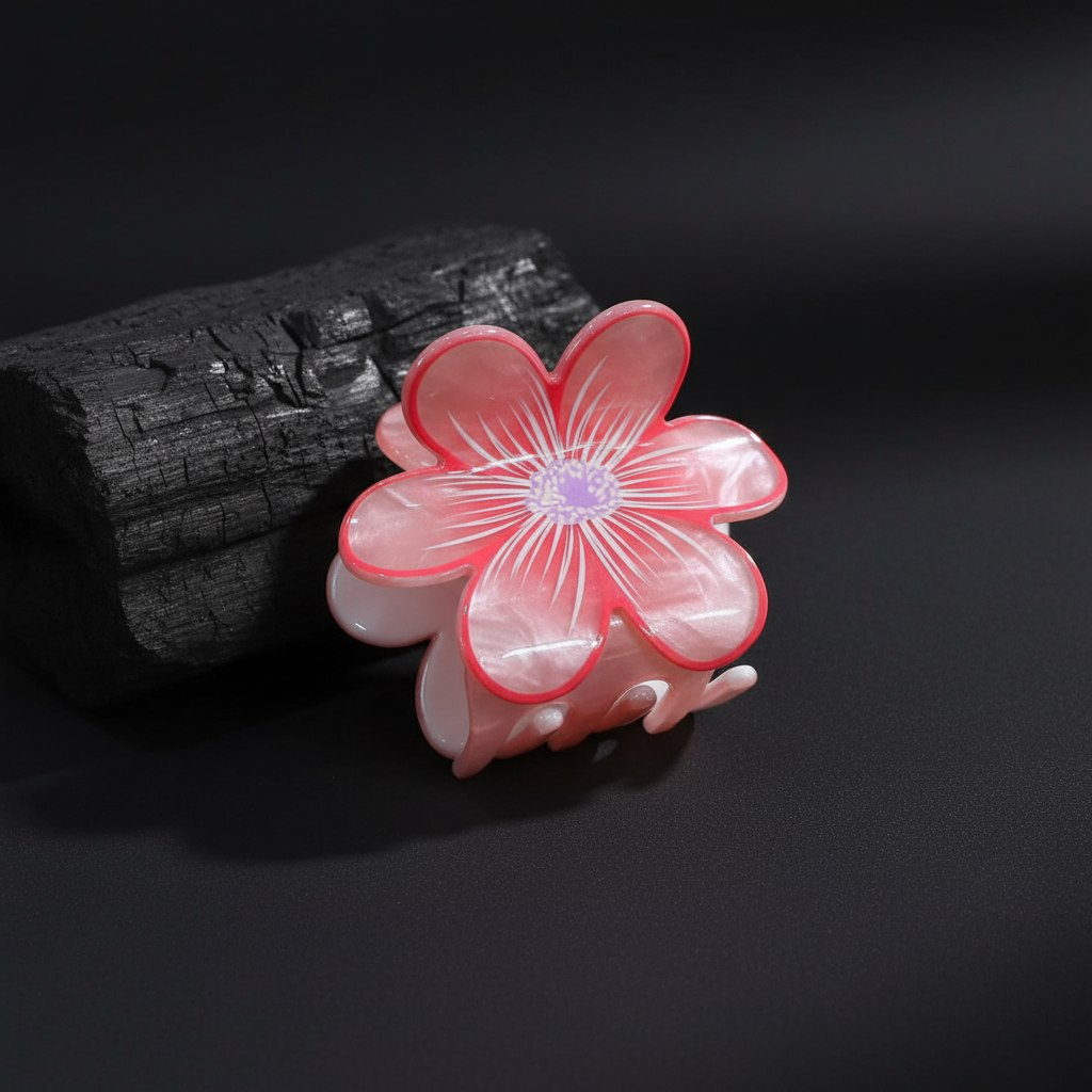 Pastel Glossy Flower Hair Claw Clip for Women