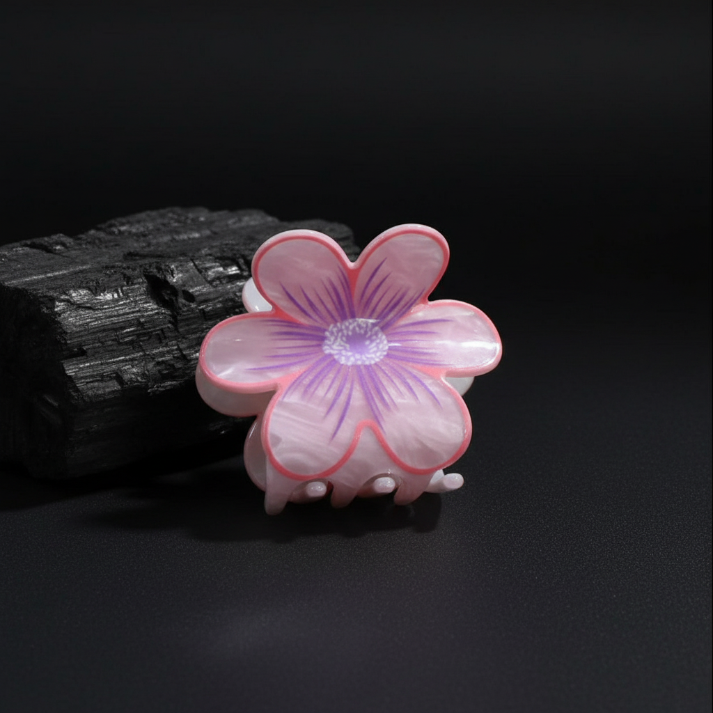 Pastel Glossy Flower Hair Claw Clip for Women
