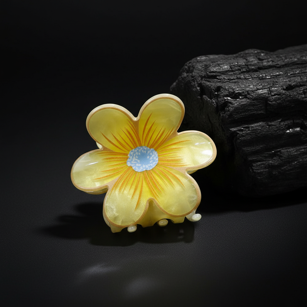 Pastel Glossy Flower Hair Claw Clip for Women