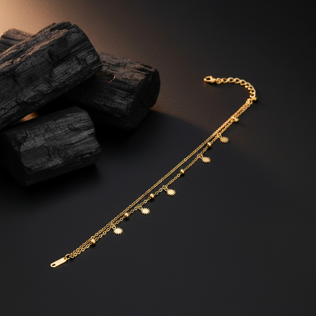 Dainty Layered Gold Sun Charm Bracelet