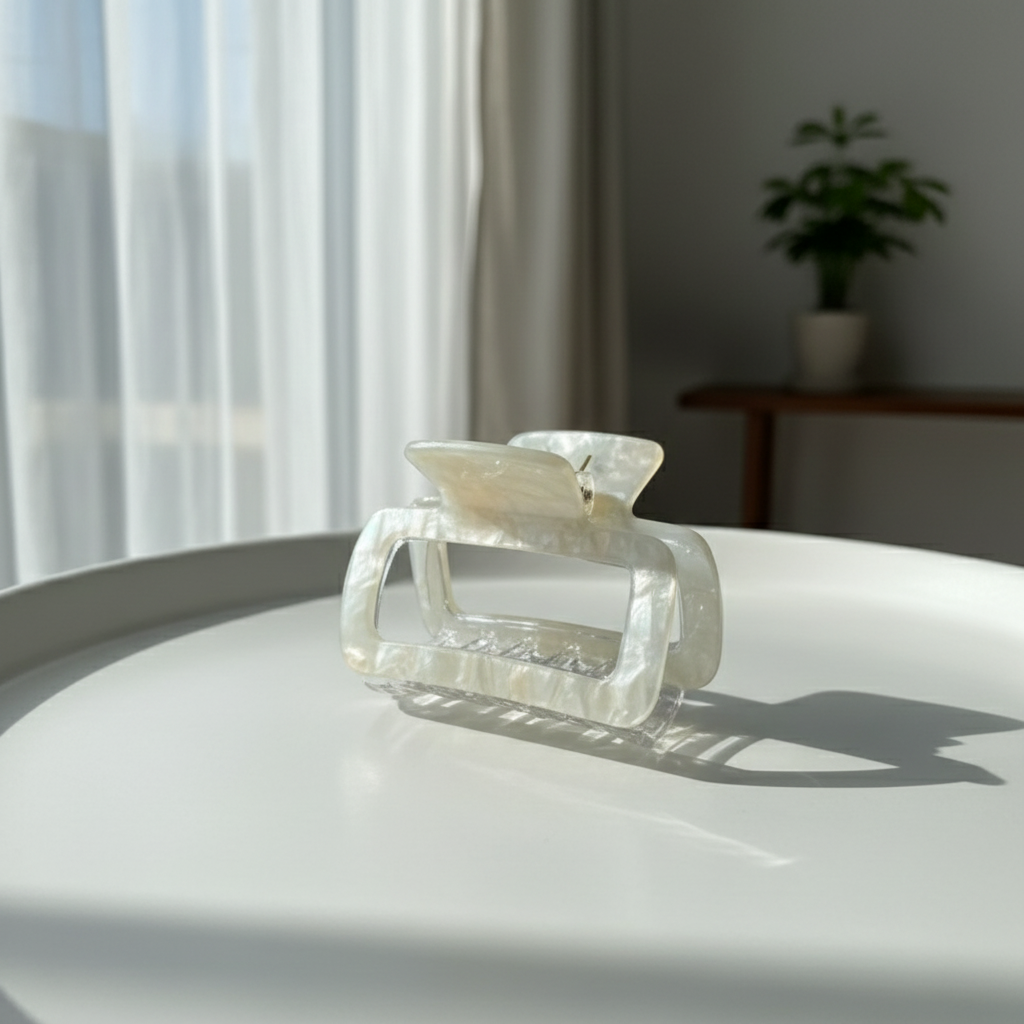 Aesthetic Rectangular Marble Hair Claw Clip