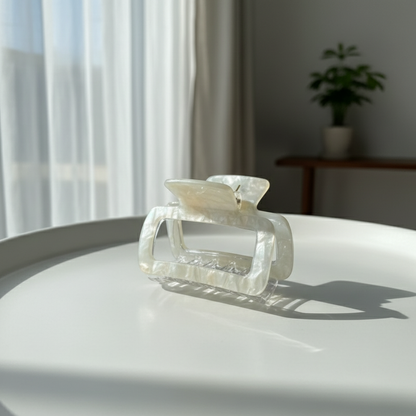 Aesthetic Rectangular Marble Hair Claw Clip