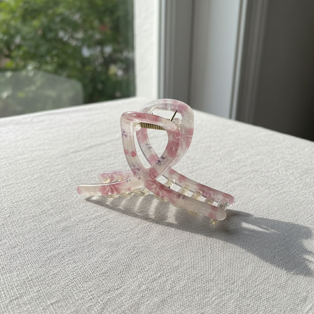 Pastel Marble Transparent Hair Claw Clip for Women