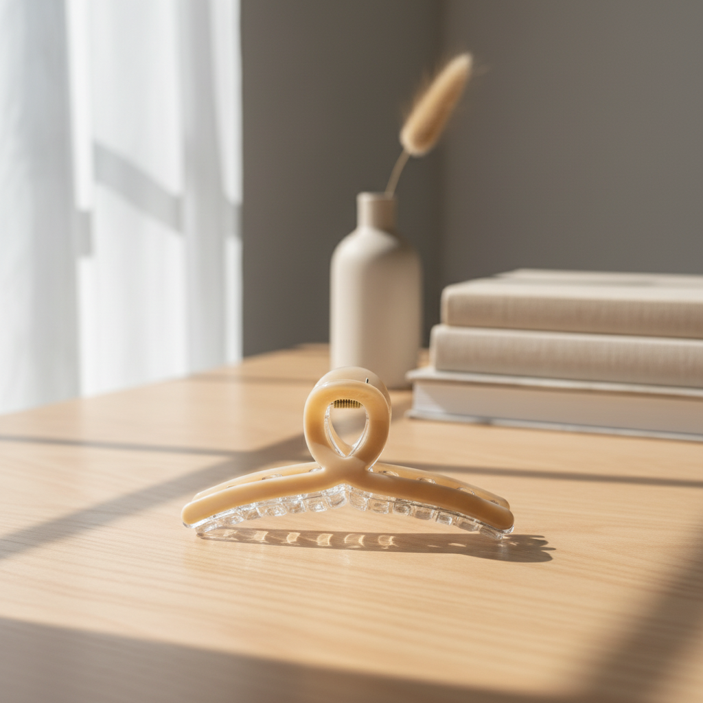 Minimal Beige Hair Claw Clip for Women