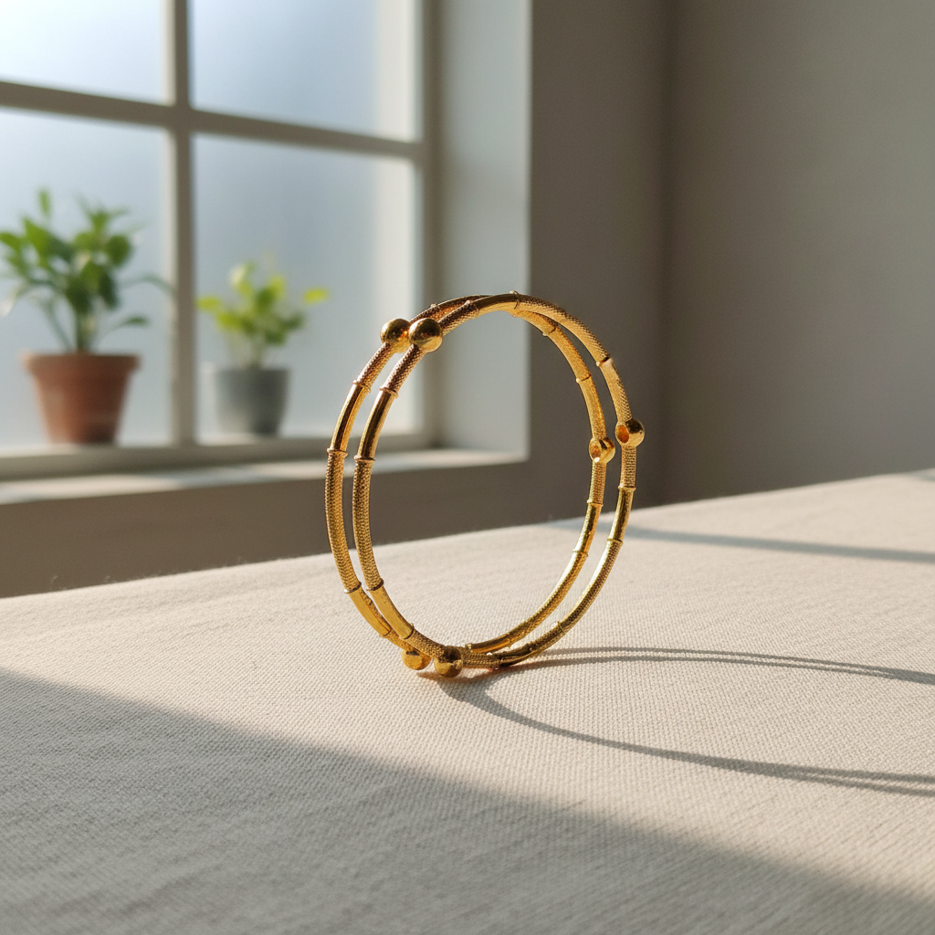 Traditional Gold Plated Ball Design Bangles for Women